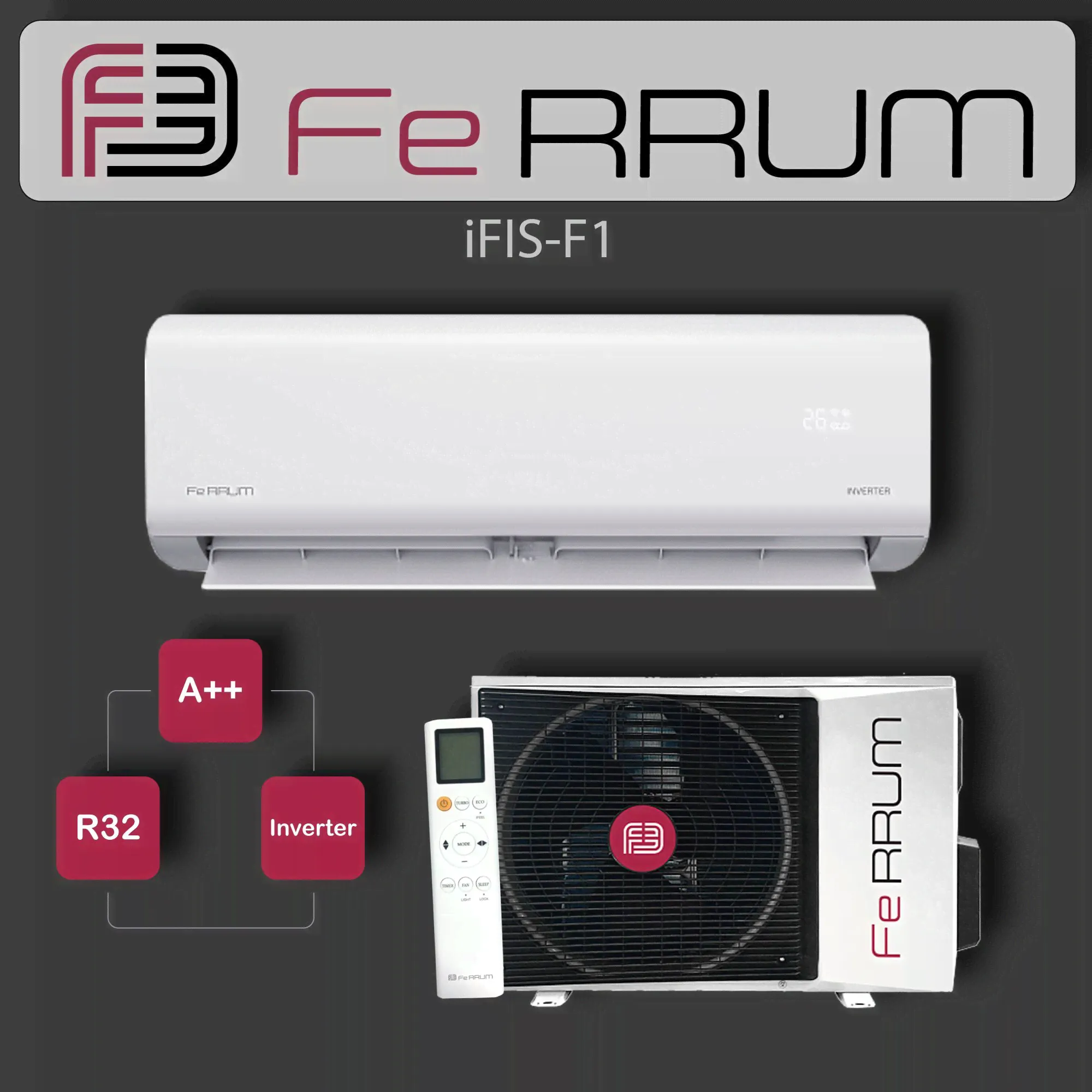 Сплит система кондиционер воздуха для дома настенный инверторный Ferrum iFIS12F1/iFOS12F1