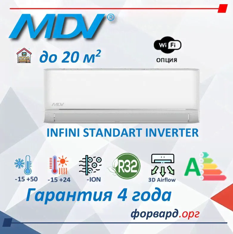 Сплит-система инверторная кондиционер MDV MDSAG-07HRDN8/MDOAG-07HDN8 серия STANDART INVERTER